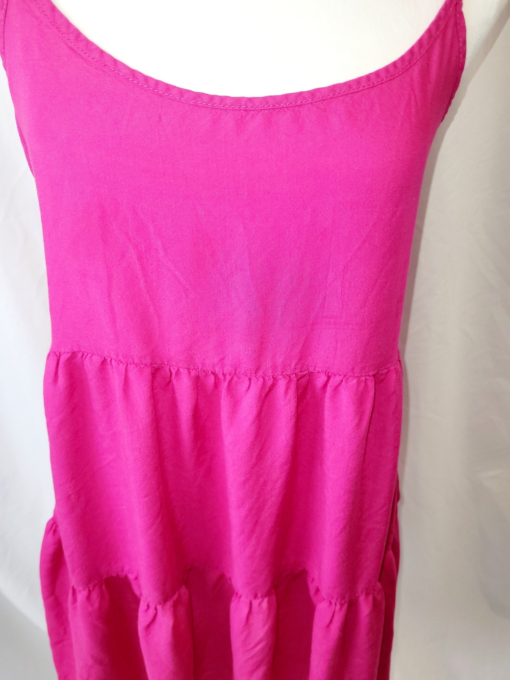 American Eagle 100% Viscose Pink Tiered Mini Dress Medium - Picture 6 of 15